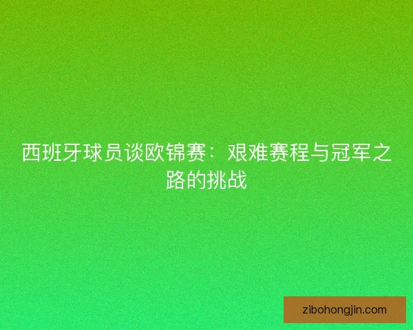 西班牙球员谈欧锦赛：艰难赛程与冠军之路的挑战